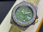 CLASSIC CARBON FIBER GREEN GMT WATCH