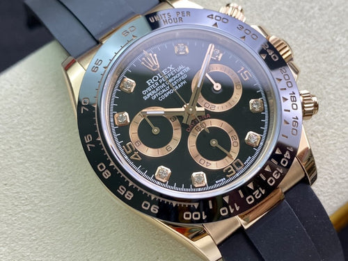 CLASSIC 40MM ROSE GOLD-TONE CASE CERAMIC BEZEL DIAMOND NUMERAL CHRONOGRAPH WATCH