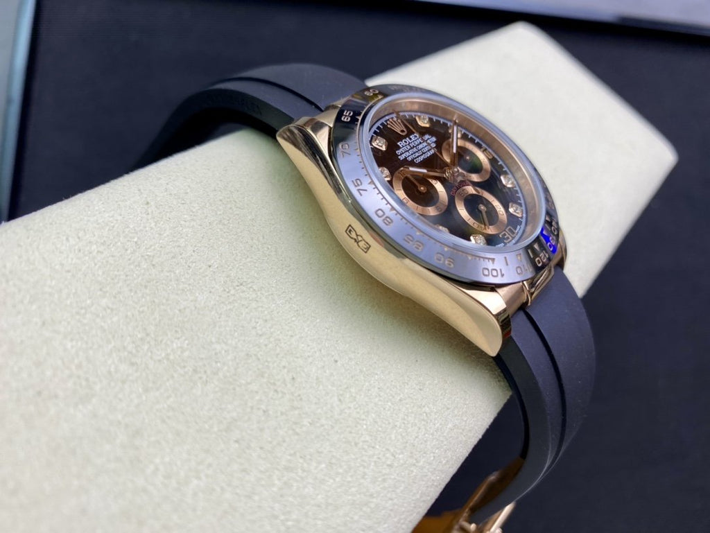 CLASSIC 40MM ROSE GOLD-TONE CASE CERAMIC BEZEL DIAMOND NUMERAL CHRONOGRAPH WATCH