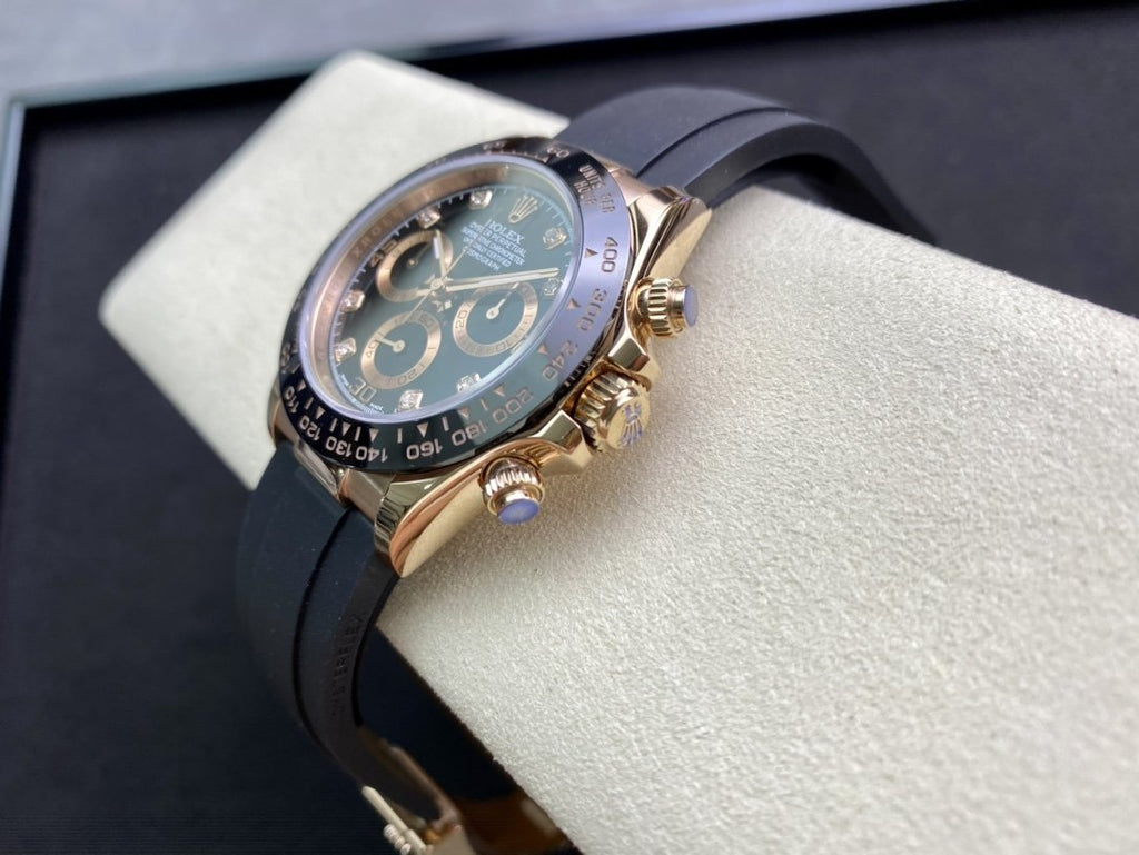 CLASSIC 40MM ROSE GOLD-TONE CASE CERAMIC BEZEL DIAMOND NUMERAL CHRONOGRAPH WATCH