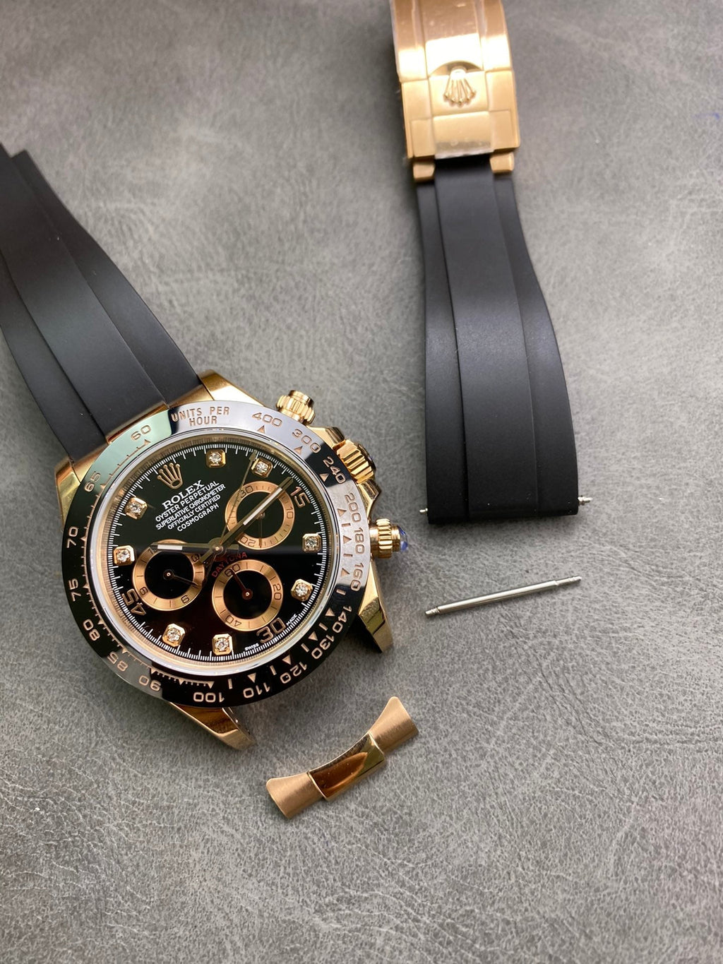 CLASSIC 40MM ROSE GOLD-TONE CASE CERAMIC BEZEL DIAMOND NUMERAL CHRONOGRAPH WATCH