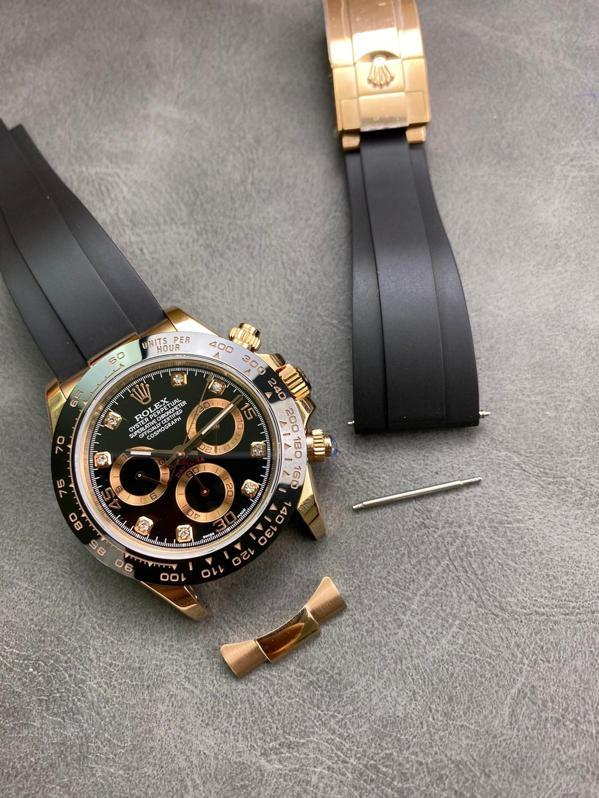CLASSIC 40MM ROSE GOLD-TONE CASE CERAMIC BEZEL DIAMOND NUMERAL CHRONOGRAPH WATCH