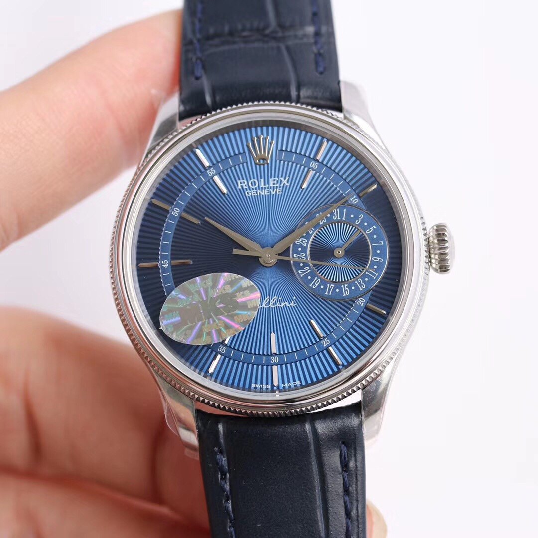 CLASSIC DATE WHITE GOLD-TONE CASE BLUE DIAL WATCH