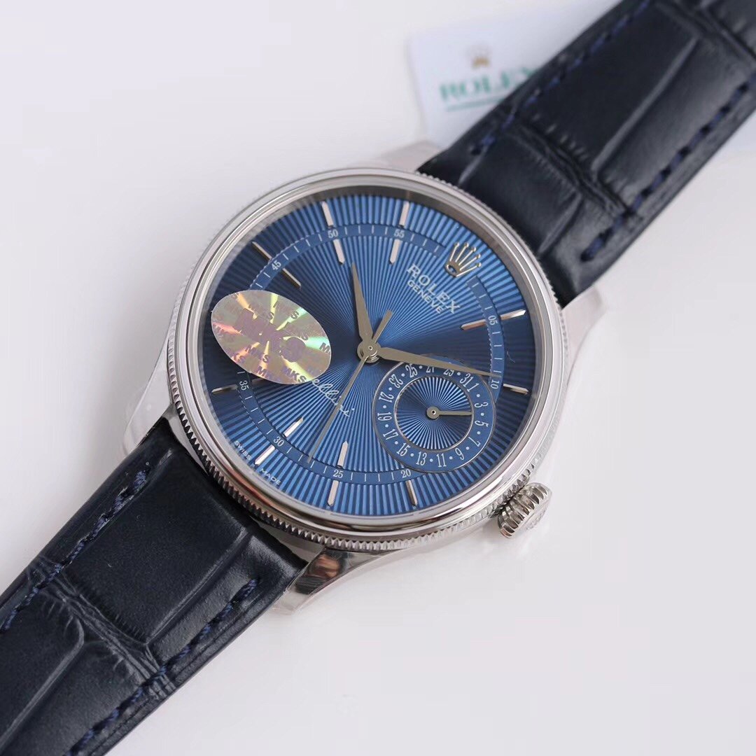 CLASSIC DATE WHITE GOLD-TONE CASE BLUE DIAL WATCH