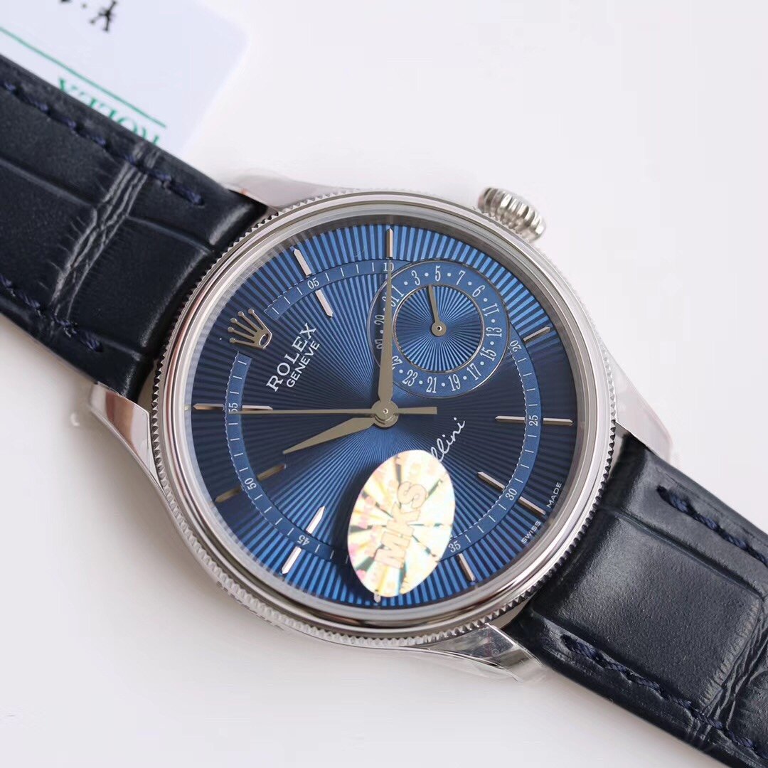 CLASSIC DATE WHITE GOLD-TONE CASE BLUE DIAL WATCH