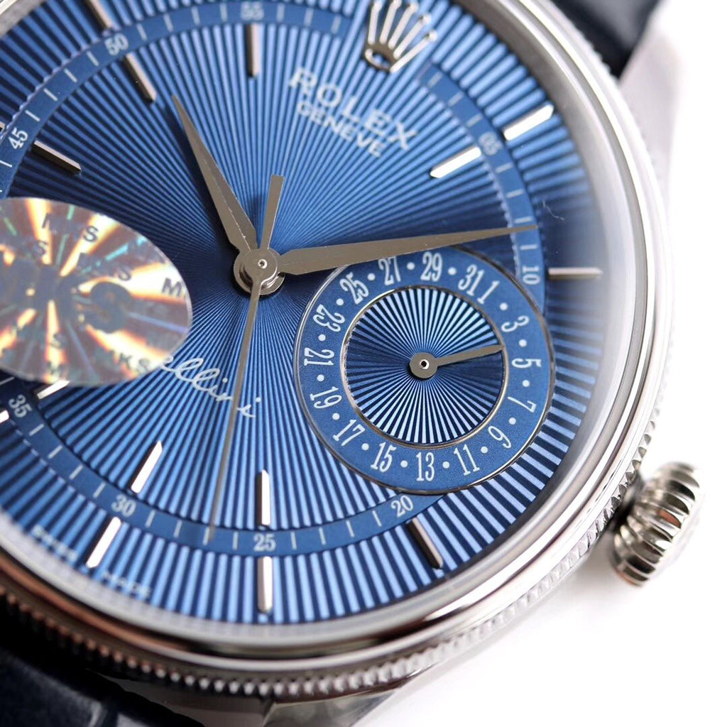 CLASSIC DATE WHITE GOLD-TONE CASE BLUE DIAL WATCH