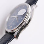 CLASSIC DATE WHITE GOLD-TONE CASE BLUE DIAL WATCH