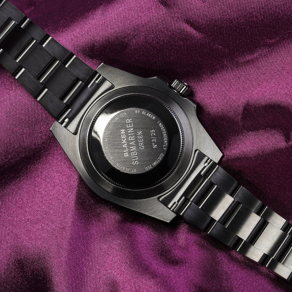 CLASSIC CUSTOM BLACK CASE PURPLE BEZEL GMT WATCH