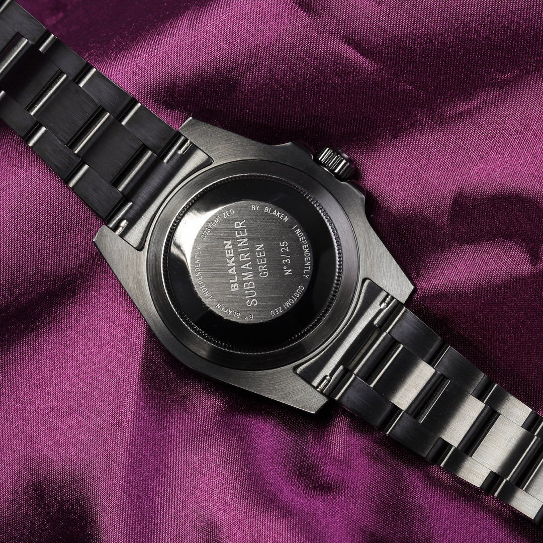 CLASSIC CUSTOM BLACK CASE PURPLE BEZEL GMT WATCH