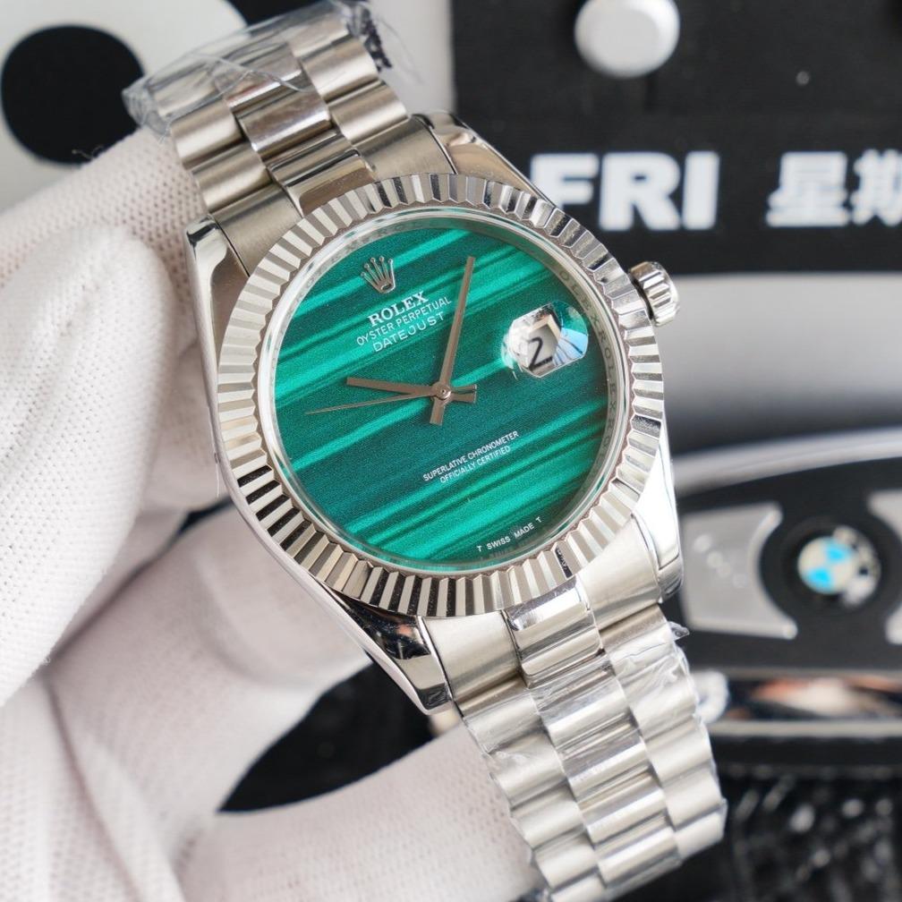 CLASSIC 41MM CUSTOM STAINLESS STEEL BLUE EMERALD DIAL WATCH