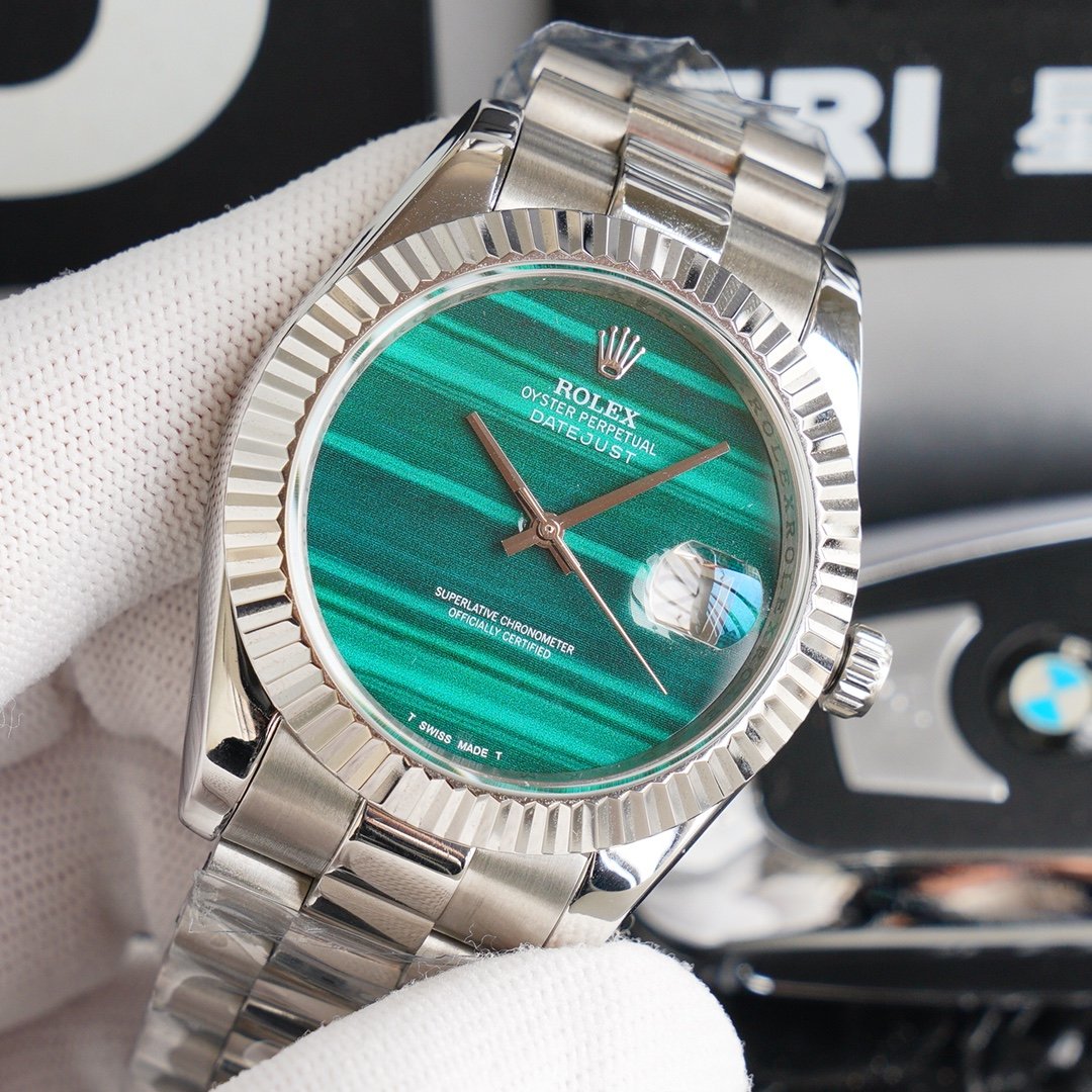 CLASSIC 41MM CUSTOM STAINLESS STEEL BLUE EMERALD DIAL WATCH