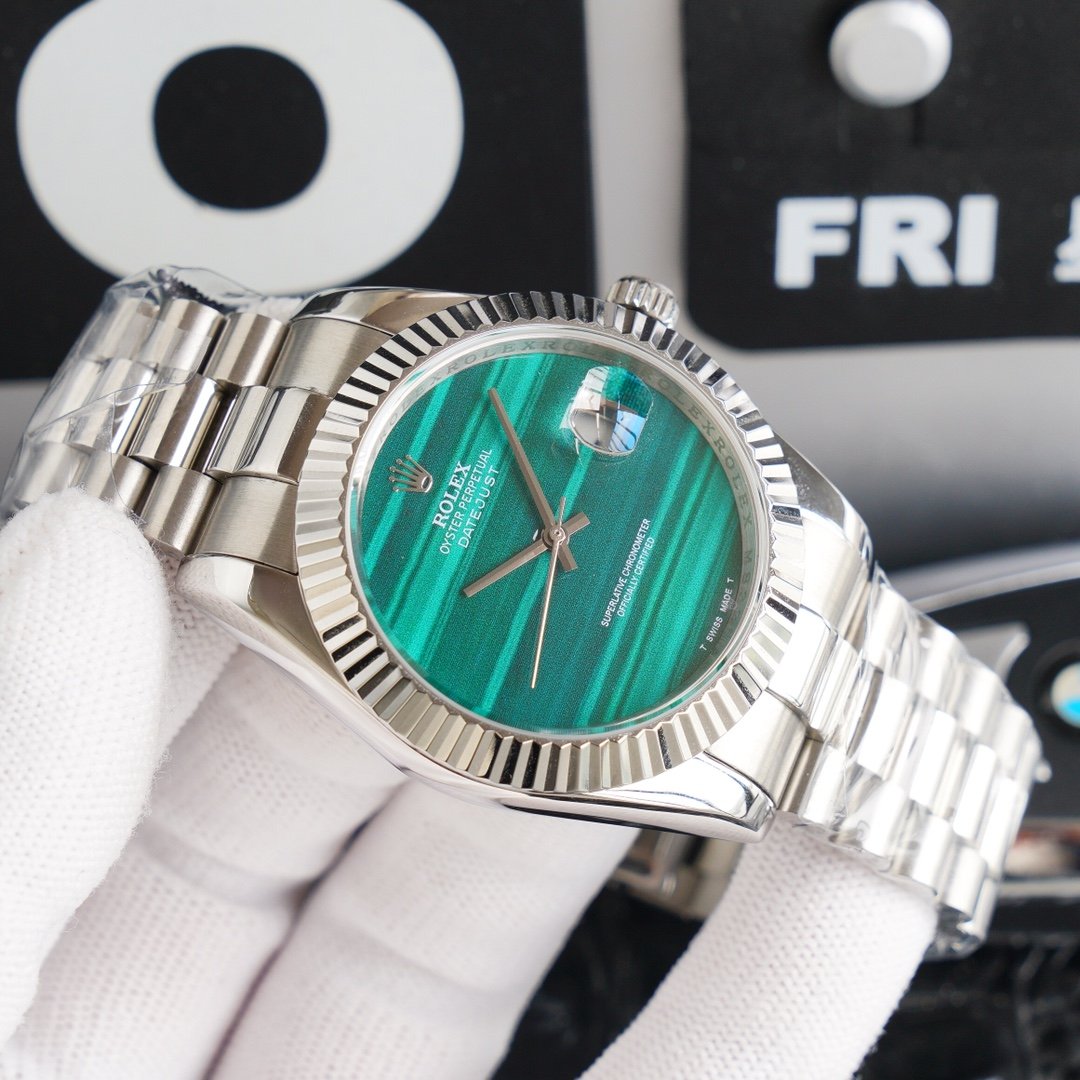 CLASSIC 41MM CUSTOM STAINLESS STEEL BLUE EMERALD DIAL WATCH