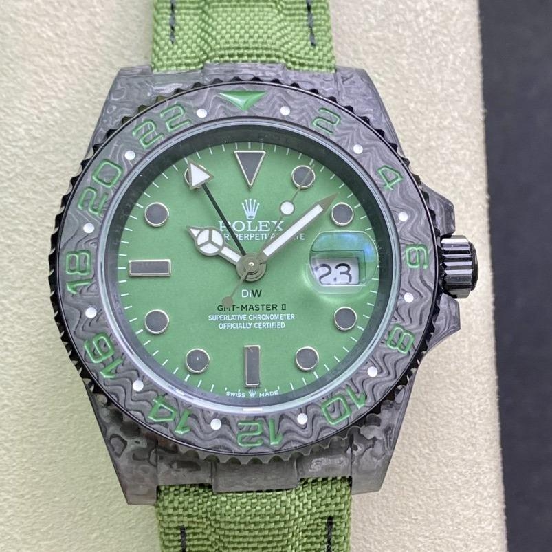 CLASSIC CARBON FIBER CASE KHAKI DIAL GMT WATCH