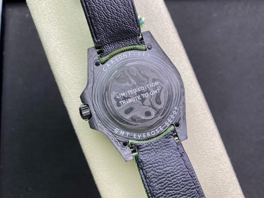 CLASSIC CARBON FIBER CASE KHAKI DIAL GMT WATCH