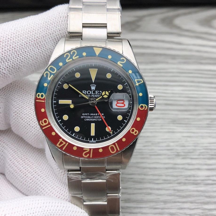 CLASSIC 40MM VINTAGE RED & BLUE BEZEL DATE WATCH