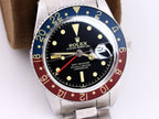 CLASSIC 40MM VINTAGE RED & BLUE BEZEL BLACK DIAL DATE WATCH