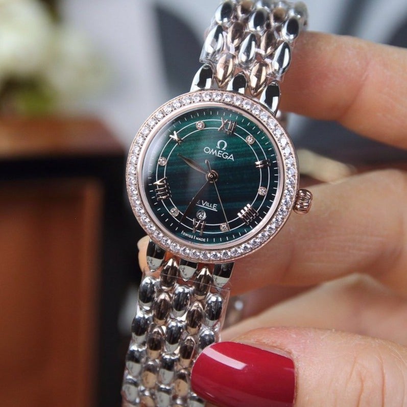 VARELLO CLASSIC LADYMATIC 29MM TWO TONE BLUE DIAL DIAMOND BEZEL