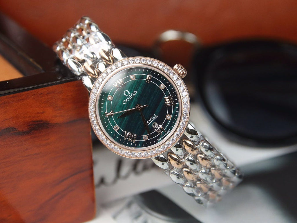 VARELLO CLASSIC LADYMATIC 29MM TWO TONE BLUE DIAL DIAMOND BEZEL