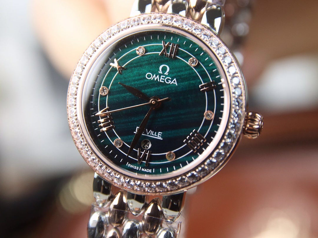 VARELLO CLASSIC LADYMATIC 29MM TWO TONE BLUE DIAL DIAMOND BEZEL