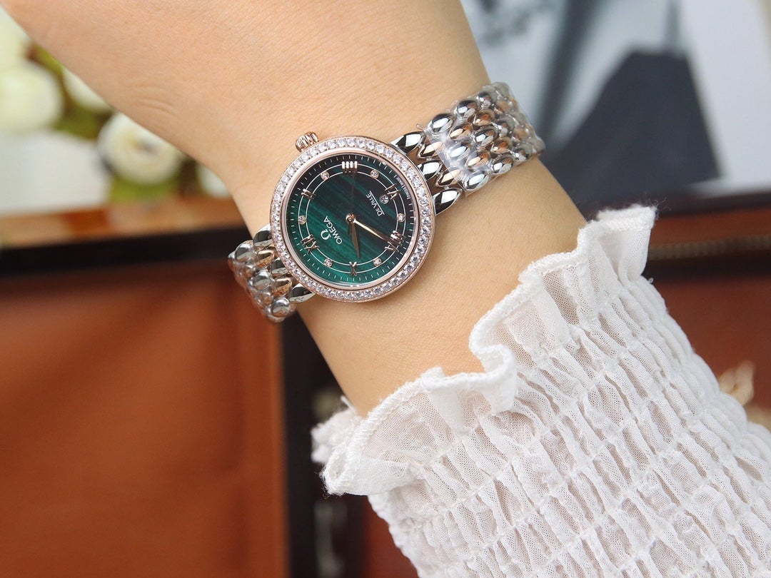 VARELLO CLASSIC LADYMATIC 29MM TWO TONE BLUE DIAL DIAMOND BEZEL
