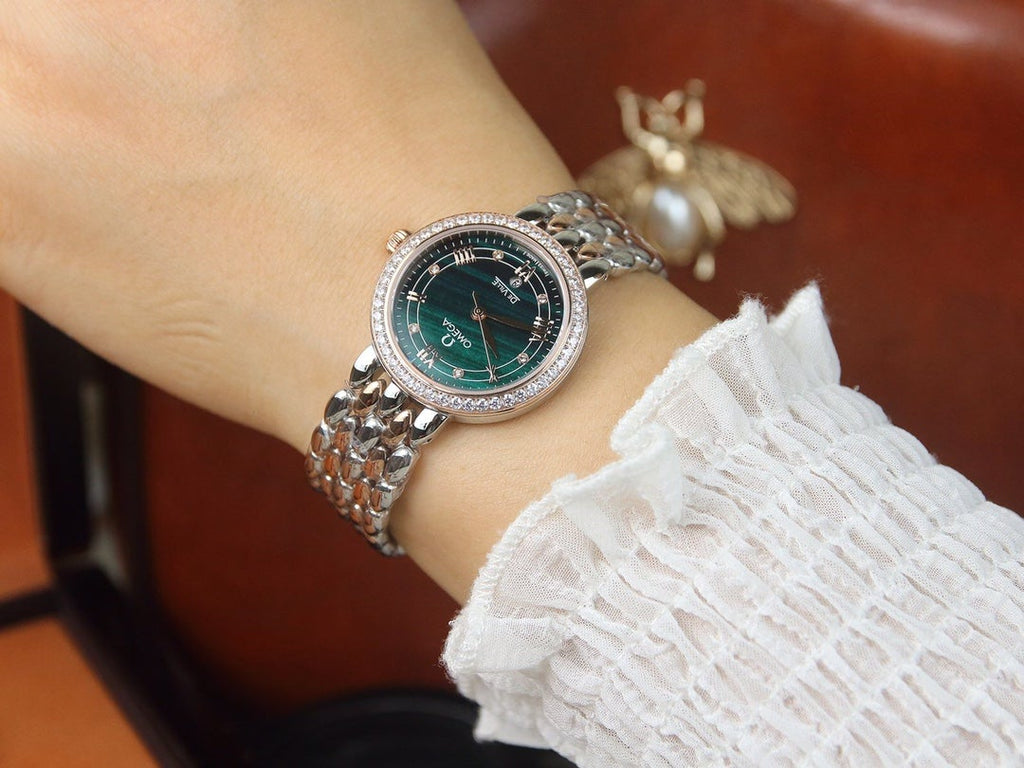 VARELLO CLASSIC LADYMATIC 29MM TWO TONE BLUE DIAL DIAMOND BEZEL
