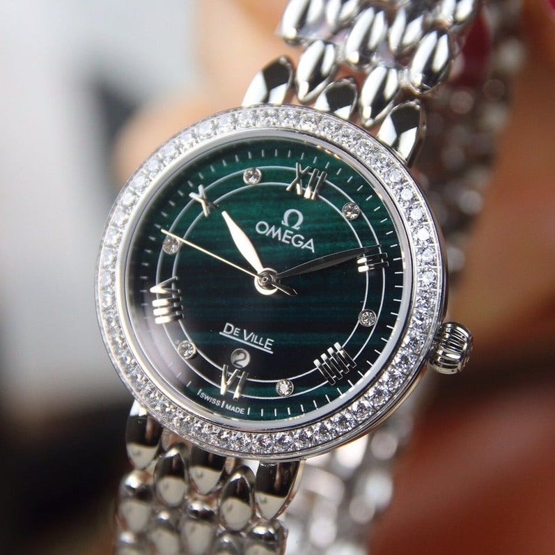 VARELLO CLASSIC LADYMATIC 29MM STEEL BLUE DIAL DIAMOND BEZEL