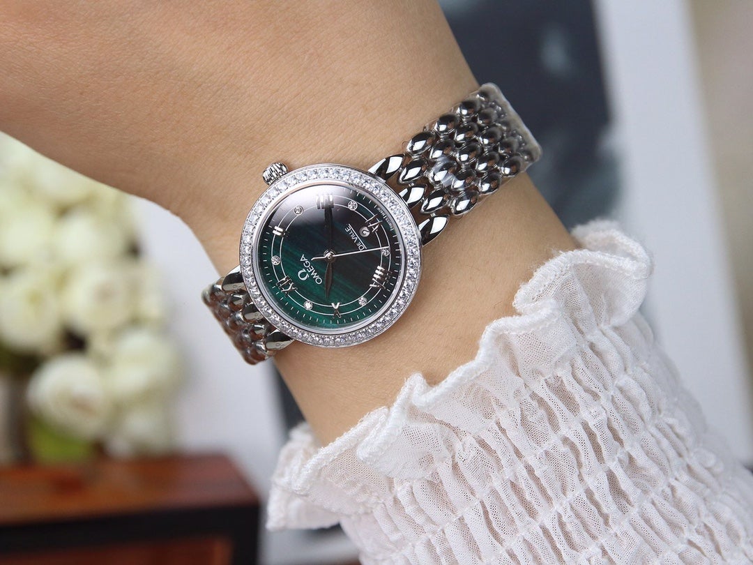 VARELLO CLASSIC LADYMATIC 29MM STEEL BLUE DIAL DIAMOND BEZEL