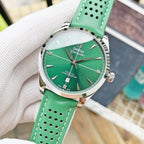 VARELLO CLASSIC BLUE DIAL LEATHER STRAP WATCH