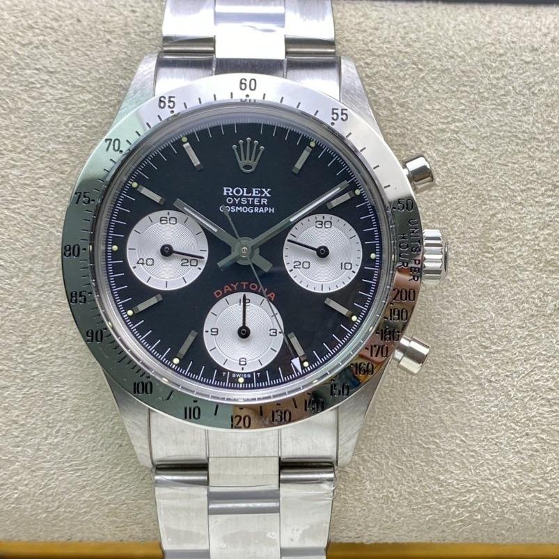 CLASSIC 37MM VINTAGE STAINLESS STEEL CASE BLACK DIAL WATCH