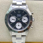 CLASSIC 37MM VINTAGE STAINLESS STEEL CASE BLACK DIAL WATCH