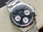 CLASSIC 37MM VINTAGE STAINLESS STEEL CASE BLACK DIAL WATCH