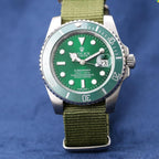 CLASSIC 40MM GREEN DIAL GREEN BEZEL TEXTILE STRAP DIVE WATCH