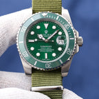 CLASSIC 40MM GREEN DIAL GREEN BEZEL TEXTILE STRAP DIVE WATCH