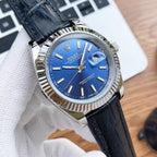 CLASSIC 41MM STAINLESS STEEL LEATHER STRAP WATCH