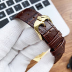 CLASSIC 41MM STAINLESS STEEL LEATHER STRAP WATCH