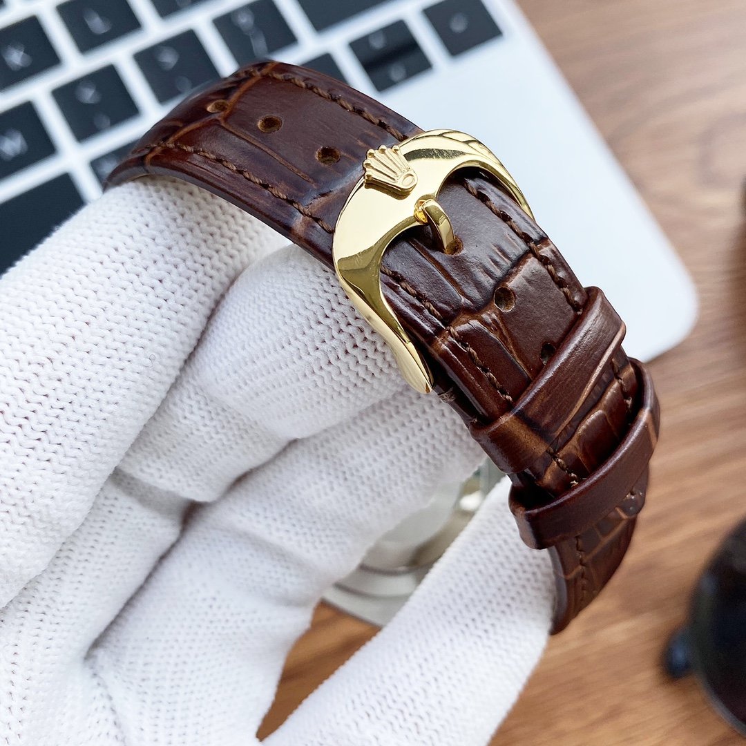 CLASSIC 41MM STAINLESS STEEL DIAMOND NUMERAL LEATHER STRAP WATCH