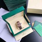 CLASSIC ROSE GOLD-TONE CASE BROWN DIAL RUBBER STRAP WATCH