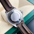 CLASSIC ROSE GOLD-TONE CASE BROWN DIAL RUBBER STRAP WATCH