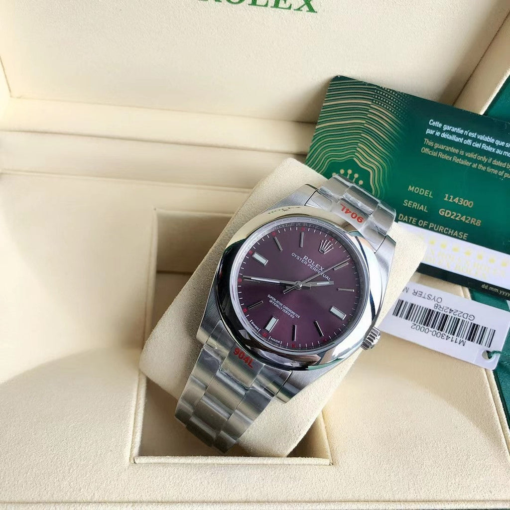 CLASSIC 41MM STAINLESS STEEL PURPLE DIAL WATCH