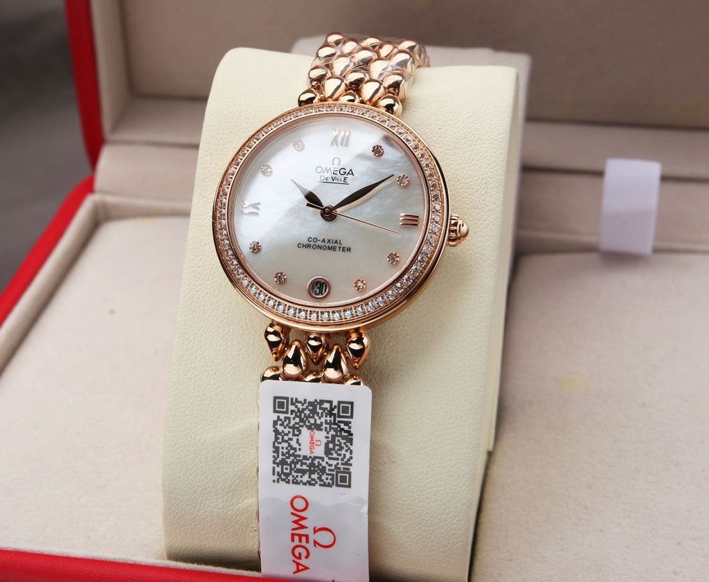 VARELLO CLASSIC PRESTIGE 32MM ROSE GOLD DIAMOND BEZEL MOP DIAL