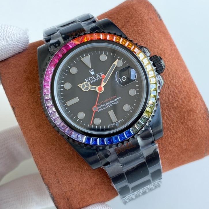 CLASSIC 40MM CUSTOM ALL-BLACK RAINBOW-STYLE DIVE WATCH