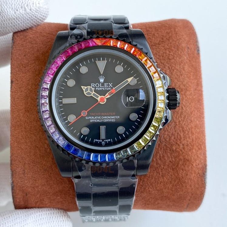 CLASSIC 40MM CUSTOM ALL-BLACK RAINBOW-STYLE DIVE WATCH