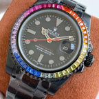 CLASSIC 40MM CUSTOM ALL-BLACK RAINBOW-STYLE DIVE WATCH