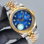 CLASSIC 41MM TWO TONE BLUE DIAL DIAMOND NUMERALS