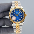 CLASSIC 41MM TWO TONE BLUE DIAL DIAMOND NUMERALS