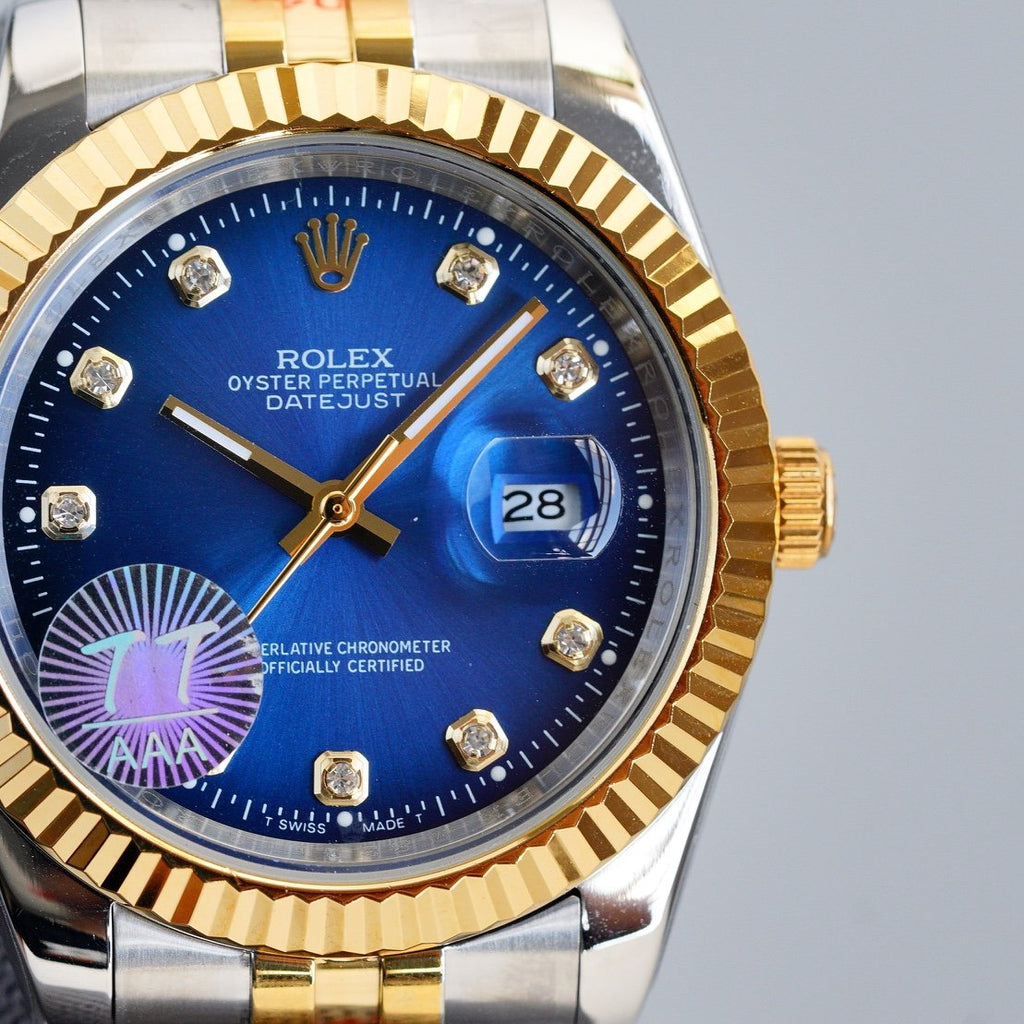 CLASSIC 41MM TWO TONE BLUE DIAL DIAMOND NUMERALS