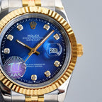 CLASSIC 41MM TWO TONE BLUE DIAL DIAMOND NUMERALS