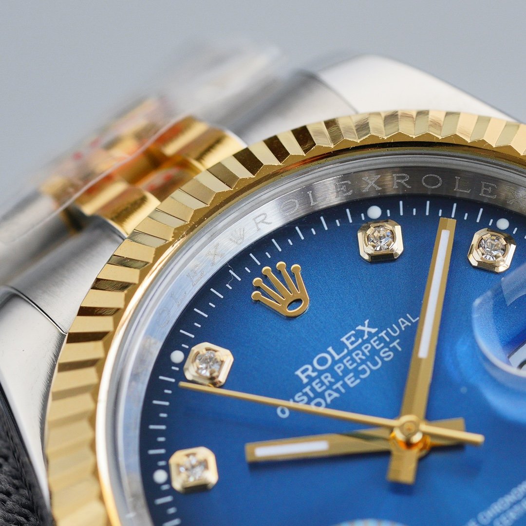 CLASSIC 41MM TWO TONE BLUE DIAL DIAMOND NUMERALS