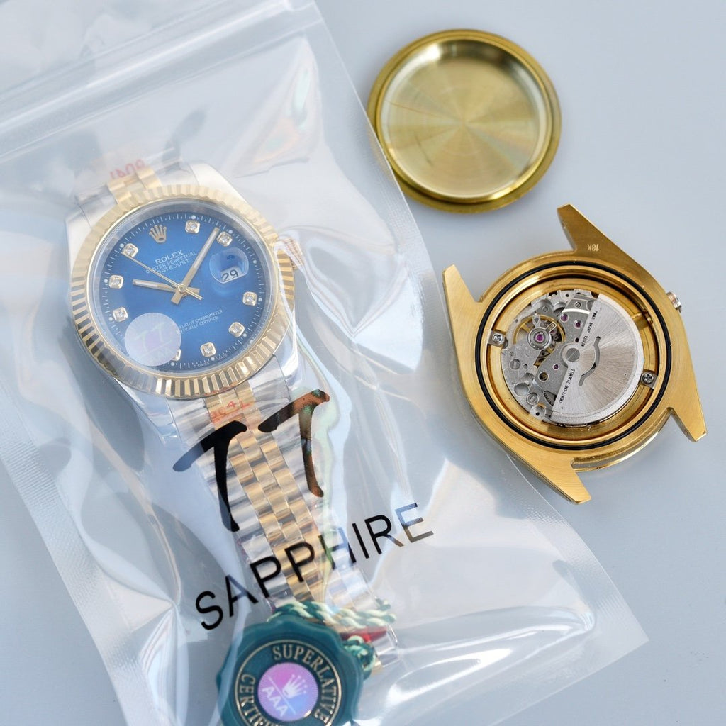 CLASSIC 41MM TWO TONE BLUE DIAL DIAMOND NUMERALS