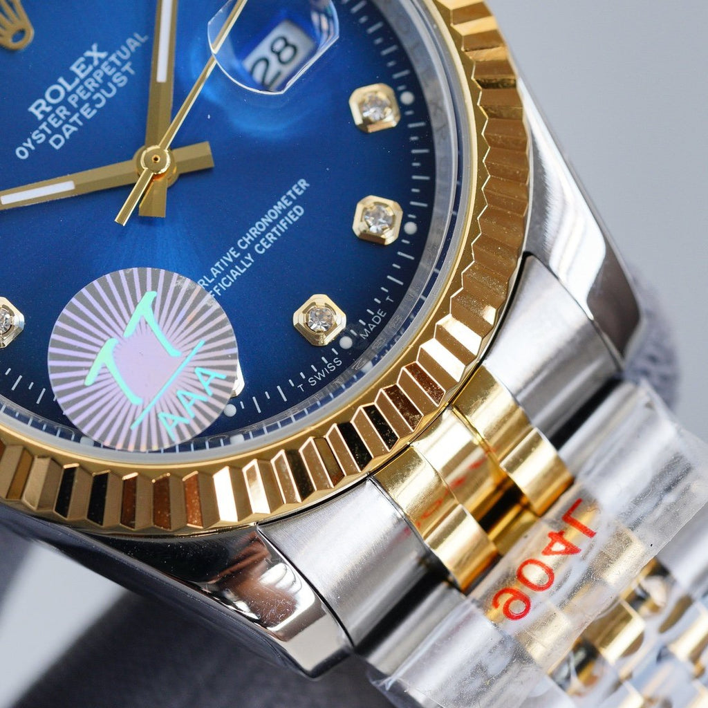 CLASSIC 41MM TWO TONE BLUE DIAL DIAMOND NUMERALS